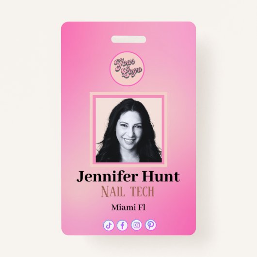 Roze Aangepaste Foto stijlvolle eenvoudige minimal Badge (Voorkant)