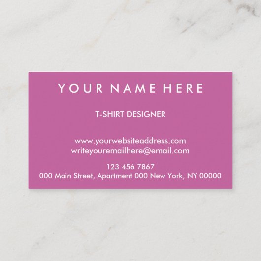 Roze Aangepaste kleding Aangepast Shirt Logo Visitekaartje (Achterkant)