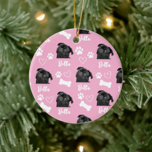 Roze Aangepaste Liefde Pootafdruk Hond Liefhebber Keramisch Ornament