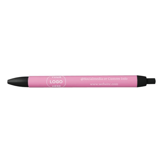 Roze aangepaste Logo Modern minimalistisch bedrijf Zwarte Inkt Pen (Voorkant)