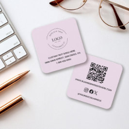 Roze aangepaste logo sociale pictogrammen QR-code Vierkante Visitekaartje