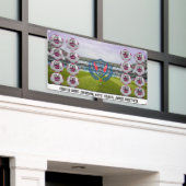 Roze aangepaste meisjes voetbalteam banner (Buitenkant Gebouw)