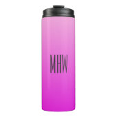 Roze aangepaste monogram gradiënt tumbler thermosbeker (Voorkant)