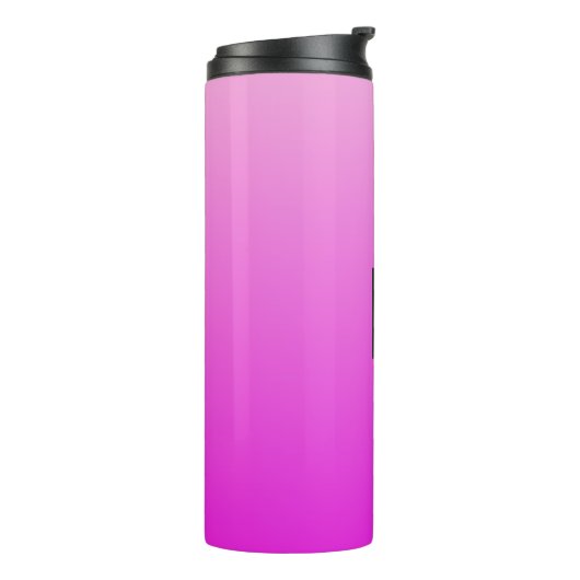 Roze aangepaste monogram gradiënt tumbler thermosbeker (Gedraaid links)