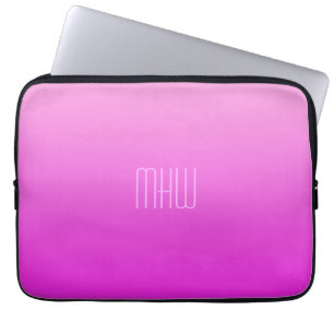 Roze aangepaste monogram laptophoezen met verloop laptop sleeve
