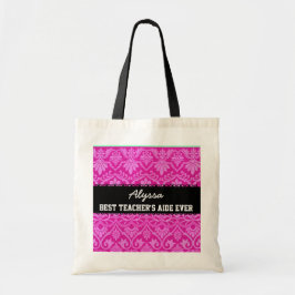 Roze Aangepaste naam beste leraar Tote Bag