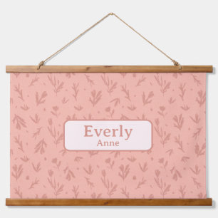 Roze Aangepaste Naam Decor Kleine Meisjes Kamer Hangend Wandkleed