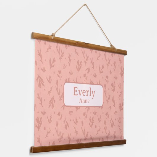 Roze Aangepaste Naam Decor Kleine Meisjes Kamer Hangend Wandkleed (Gebogen)