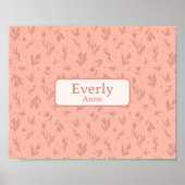 Roze Aangepaste Naam Decor Kleine Meisjes Kamer Poster (Voorkant)