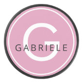 Roze aangepaste naam en Initiaal letter Hockey Puck (Voorkant)