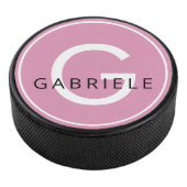 Roze aangepaste naam en Initiaal letter Hockey Puck (3/4)
