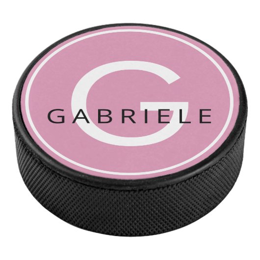 Roze aangepaste naam en Initiaal letter Hockey Puck (3/4)