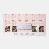 Roze Aangepaste Naam Familie Collage 2024 Kalender Bureaumat (Keyboard & Muis)