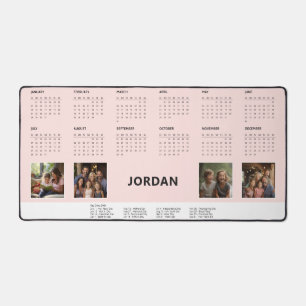 Roze Aangepaste Naam Familie Collage 2024 Kalender Bureaumat