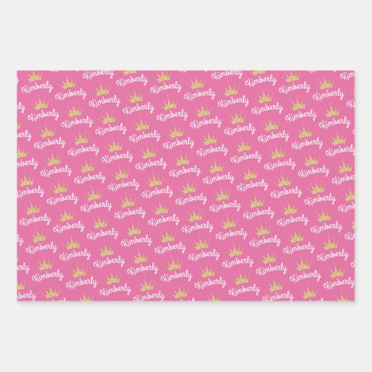 Roze aangepaste naam op maat inpakpapier vel (Voorkant 3)