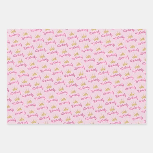 Roze aangepaste naam op maat inpakpapier vel (Voorkant 2)