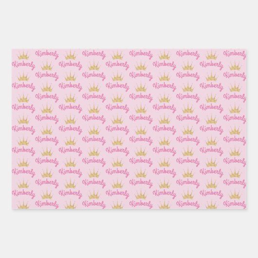 Roze aangepaste naam op maat inpakpapier vel (Voorkant)