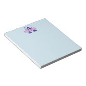 Roze Aangepaste Naam Paarse Bloemen Monogram Perso Notitieblok (Schuin)