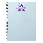 Roze Aangepaste Naam Paarse Bloemen Monogram Perso Notitieboek (Voorkant)
