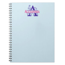 Roze Aangepaste Naam Paarse Bloemen Monogram Perso