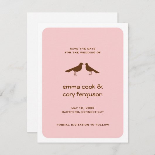 Roze aangepaste opslagdatum voor de datum van de l aankondigingskaart (Voorkant / Achterkant)