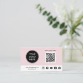 Roze aangepaste QR-code logo voor sociale media Visitekaartje (Staand voorkant)