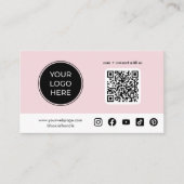 Roze aangepaste QR-code logo voor sociale media Visitekaartje (Voorkant)