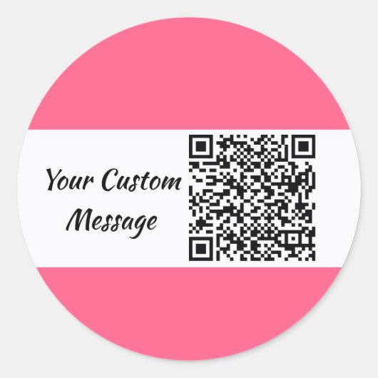 Roze Aangepaste QR-code Trendy Ronde Sticker (Voorkant)
