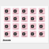 Roze aangepaste QR-code Vierkante Sticker (Vel)