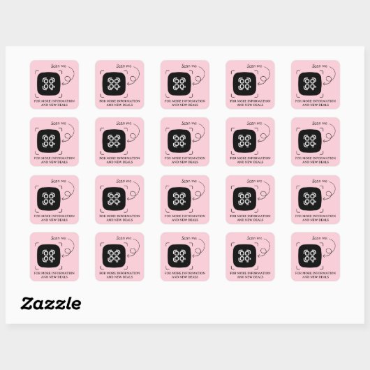 Roze aangepaste QR-code Vierkante Sticker (Vel)