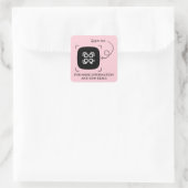 Roze aangepaste QR-code Vierkante Sticker (Tas)