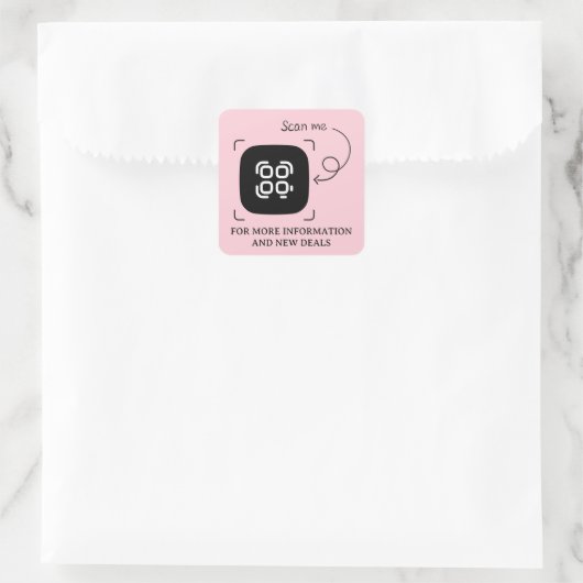 Roze aangepaste QR-code Vierkante Sticker (Tas)