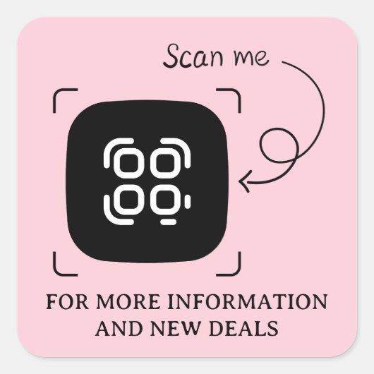 Roze aangepaste QR-code Vierkante Sticker (Voorkant)