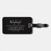 Roze Aangepaste Reiziger Initiaal Naam Monogram Bagagelabel (Achterkant horizontaal)