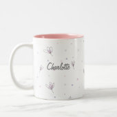 Roze, aangepaste Sjabloon voor eenvoudige namen Ka Tweekleurige Koffiemok (Links)