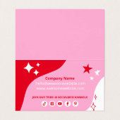 Roze, aangepaste sociale media voor bedrijven Gevo Visitekaartje (Binnenkant ongevouwen)