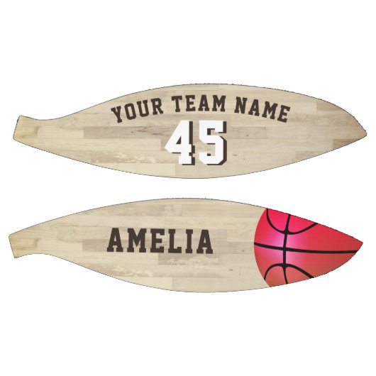 Roze aangepaste teamnaam nummer houten vloer basketbal (Panelen)