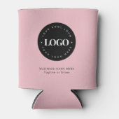 Roze aangepaste tekst voor zakelijke bedrijven blikjeskoeler (Voorkant)