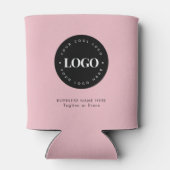 Roze aangepaste tekst voor zakelijke bedrijven blikjeskoeler (Achterkant)