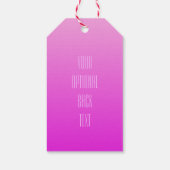 Roze aangepaste tekstcadeaulabels voor verloop cadeaulabel (Achterkant)