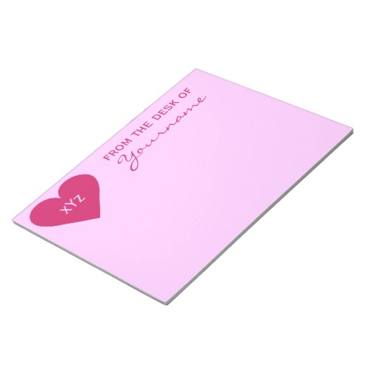 Roze aangepaste Valentijn voor hart, blocnote (Schuin)