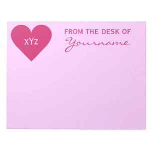 Roze aangepaste Valentijn voor hart, blocnote