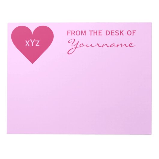 Roze aangepaste Valentijn voor hart, blocnote (Voorkant)