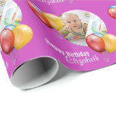 Roze Aangepaste Verjaardag Ballon Gift Wrapping Pa Cadeaupapier (Rol Hoek)