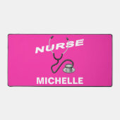 Roze Aangepaste Verpleegkundige Naam Bureaumat (Voorkant)