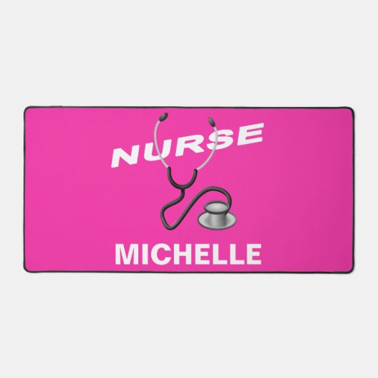 Roze Aangepaste Verpleegkundige Naam Bureaumat (Voorkant)