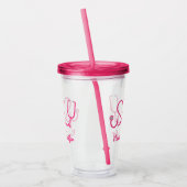 Roze aangepaste verpleegster Stethoscoop Heart Lif Acryl Drinkbeker (Links)