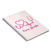 Roze aangepaste verpleegster Stethoscoop Heart Lif Notitieboek (Rechterzijde)