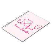 Roze aangepaste verpleegster Stethoscoop Heart Lif Notitieboek (Linkerzijde)