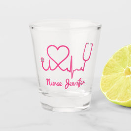 Roze aangepaste verpleegster Stethoscoop Heart Lif Shot Glas